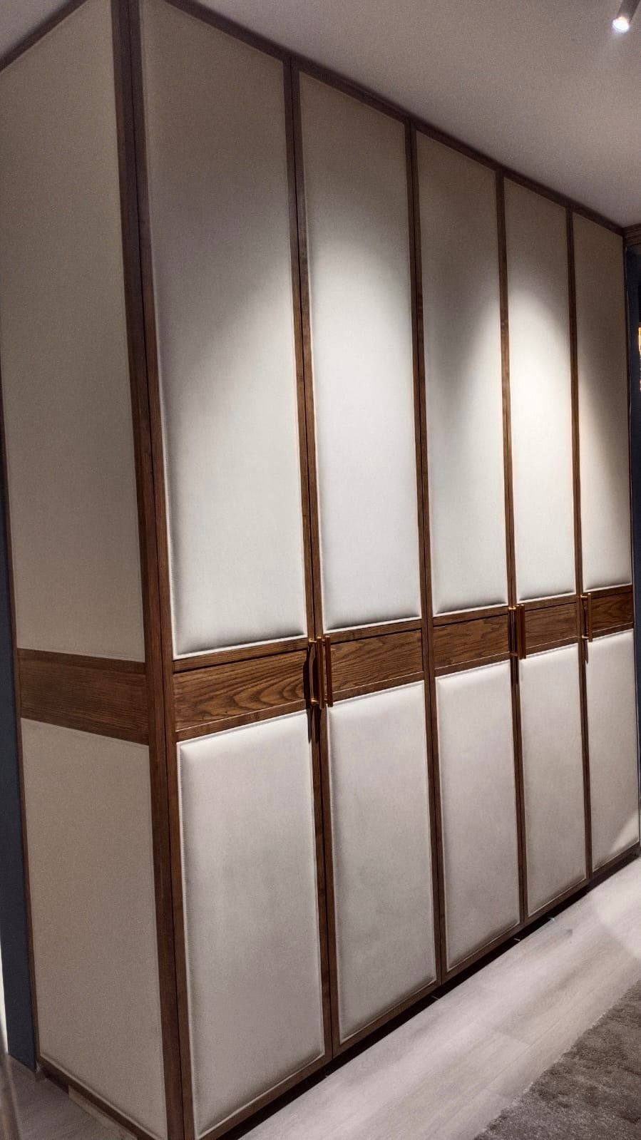 Frosted Sliding Wardrobe with Wood Trim, Kanpur
